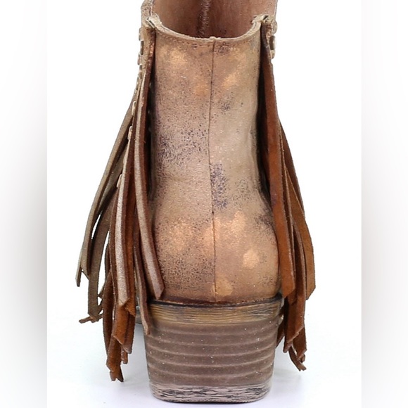 BRAND NEW Circle G Women's Brown Studded Fringe Booties - Round Toe - Picture 4 of 5